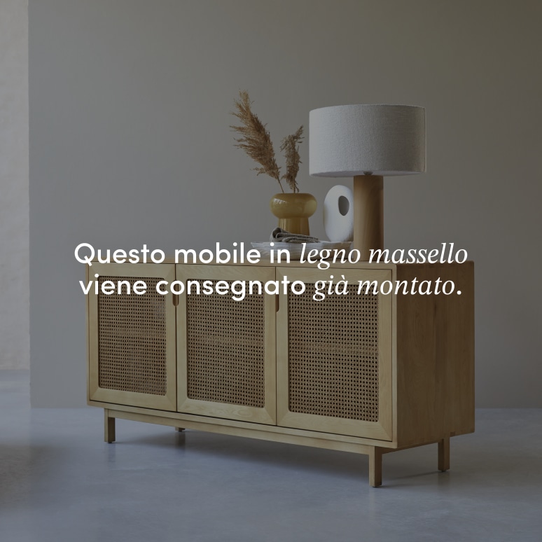 Luis - Buffet in legno di olmo massello e rattan 160 cm