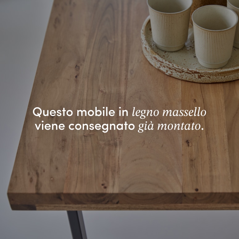 Temis - Tavolo in legno di acacia massello e metallo, 6-8 persone