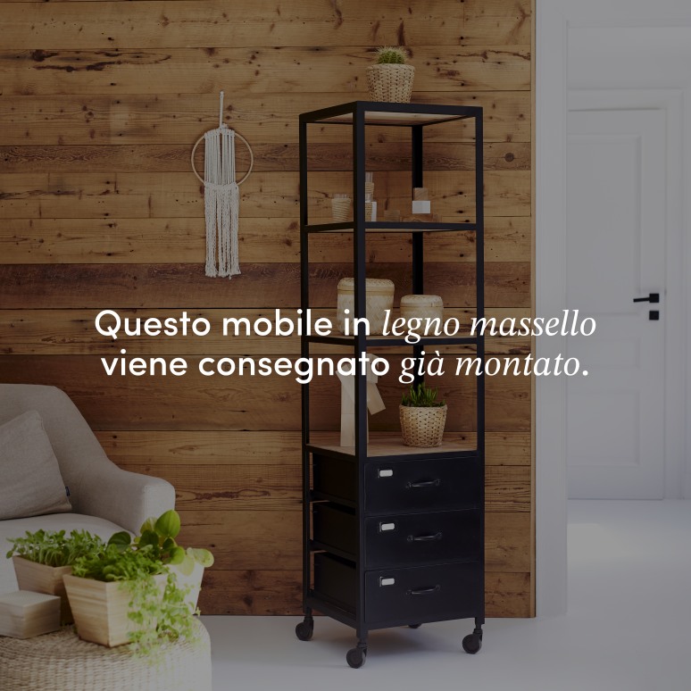 Industriel - Mobile a colonna in legno di mango e metallo