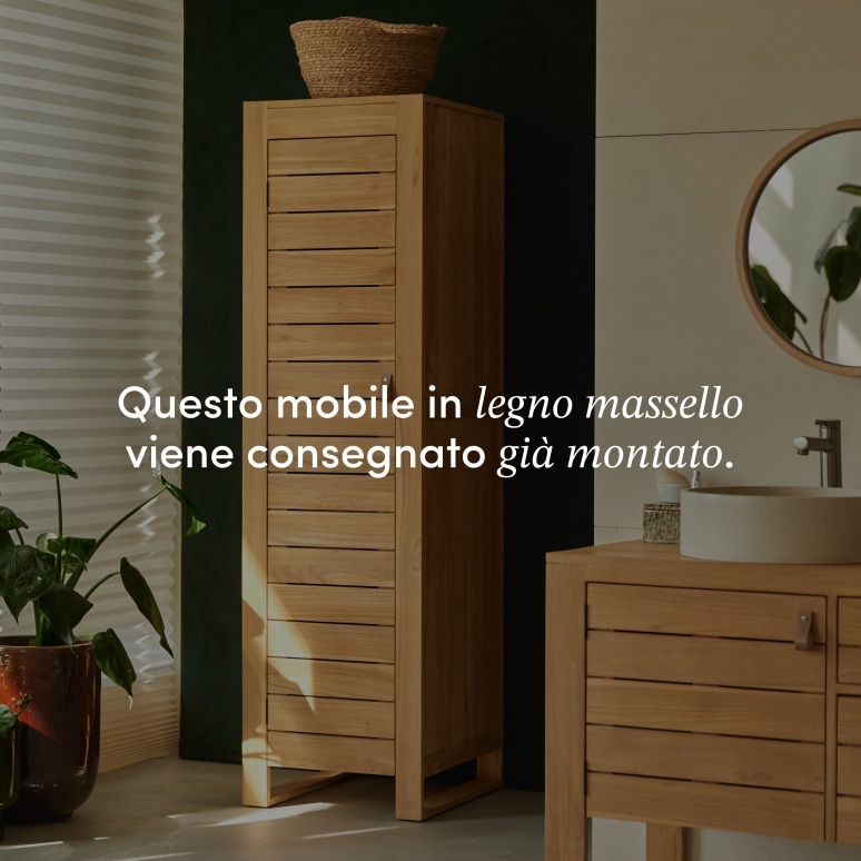 Minimalys - Mobile da bagno a colonna in teak massello