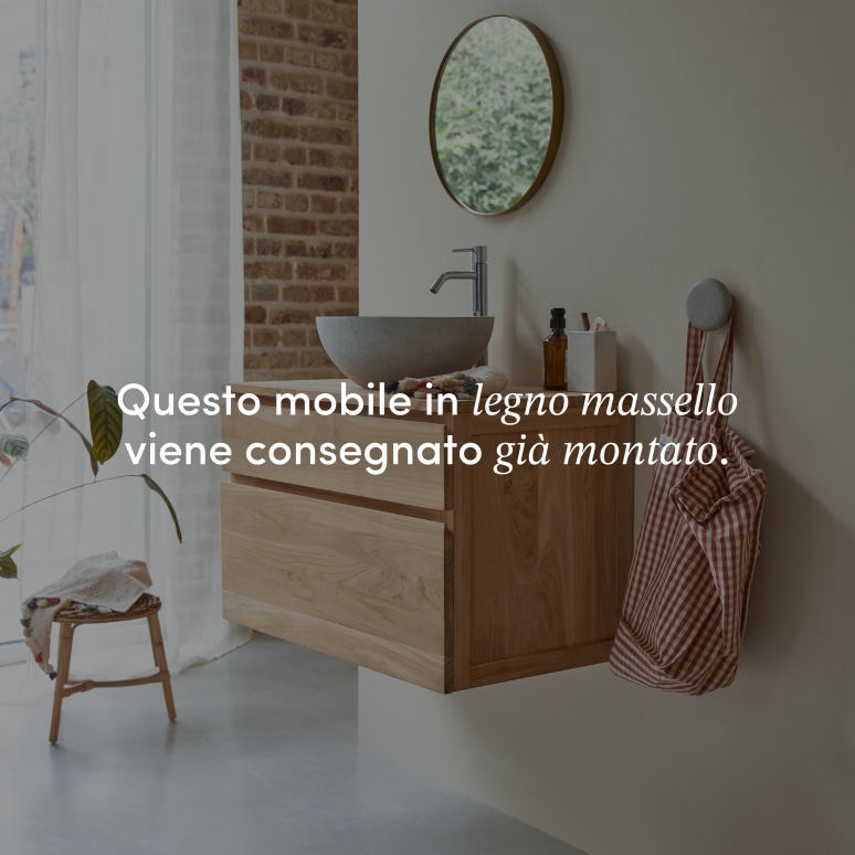 Jacob - Mobile per il bagno in teak massello 80 cm