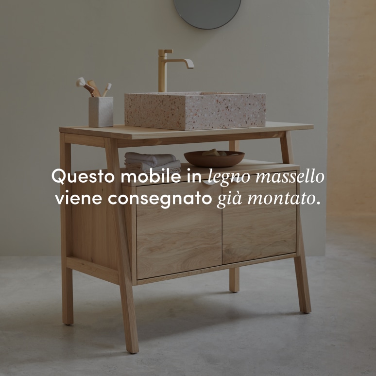Pola - Mobile per il bagno in legno di quercia massello 90 cm