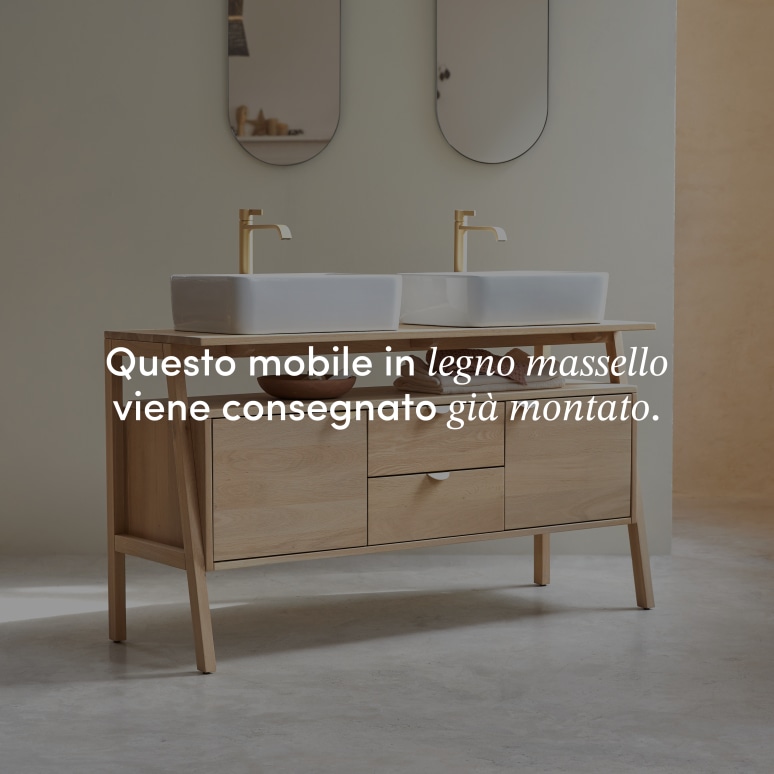 Pola - Mobile per il bagno in legno di quercia massello 140 cm