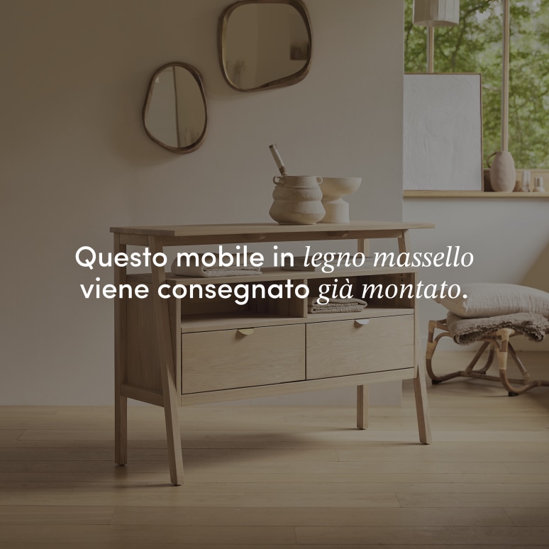 Pola - Consolle con 2 cassetti in legno di quercia massello