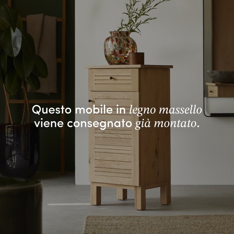 Soho - Mobile basso per il bagno in legno di quercia massello