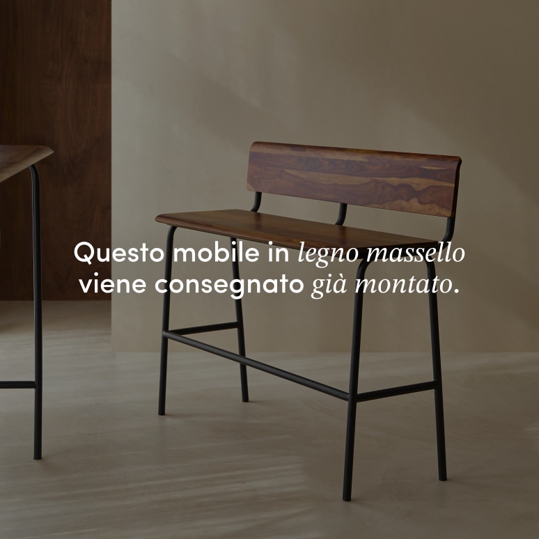 Talia - Panca alta in legno di palissandro massello e metallo