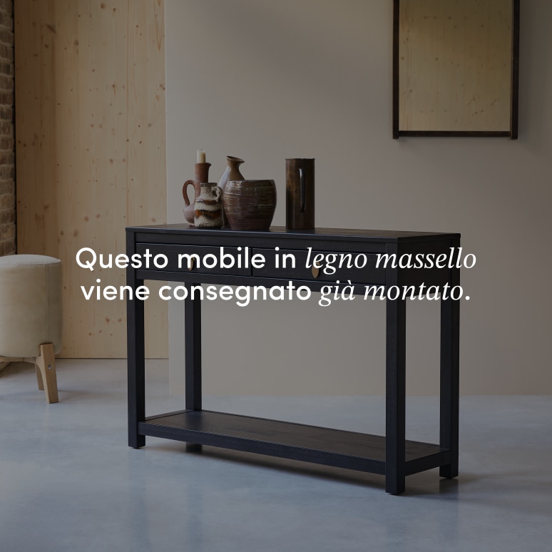 Zenaka - Consolle da ingresso in pino massello con 2 cassetti P. 35 cm