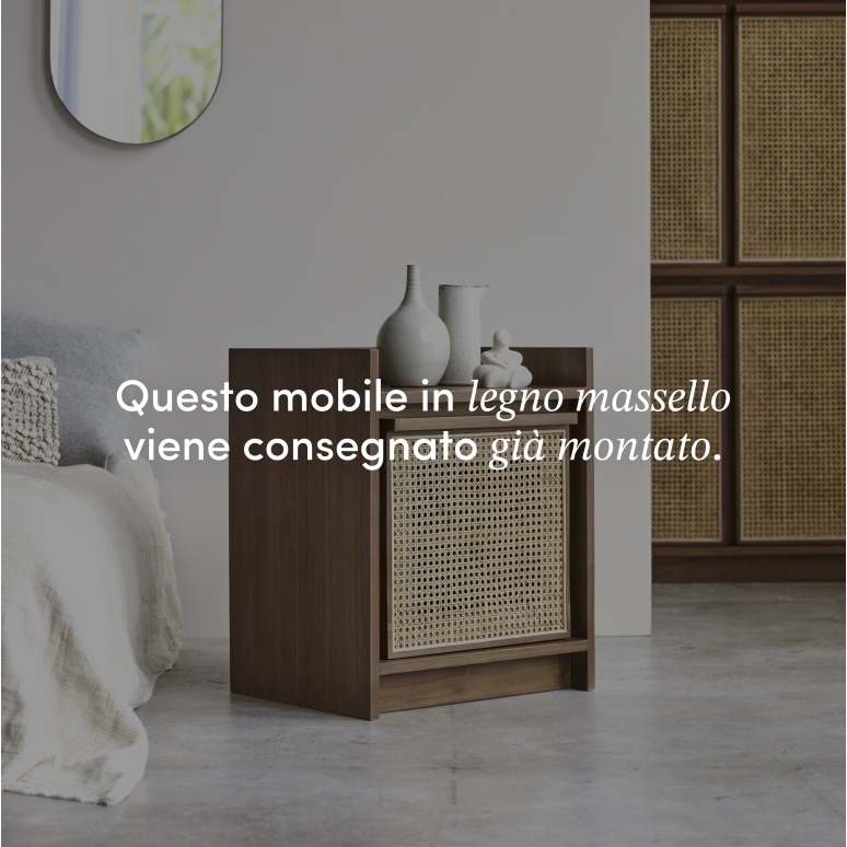 Roots - Comodino in teak massello e rattan