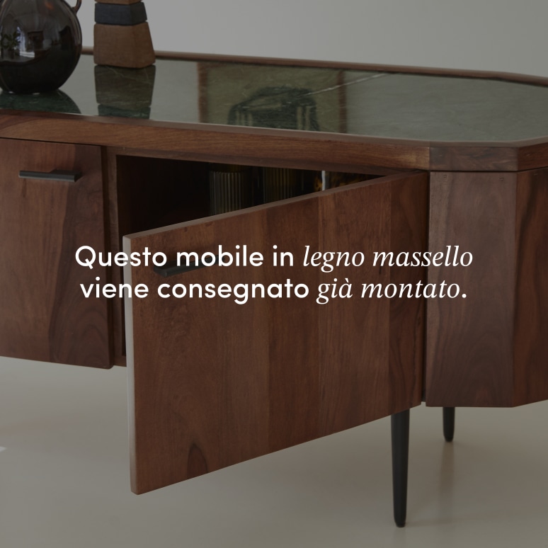 Jade - Mobile TV in legno di palissandro massello e marmo 130 cm
