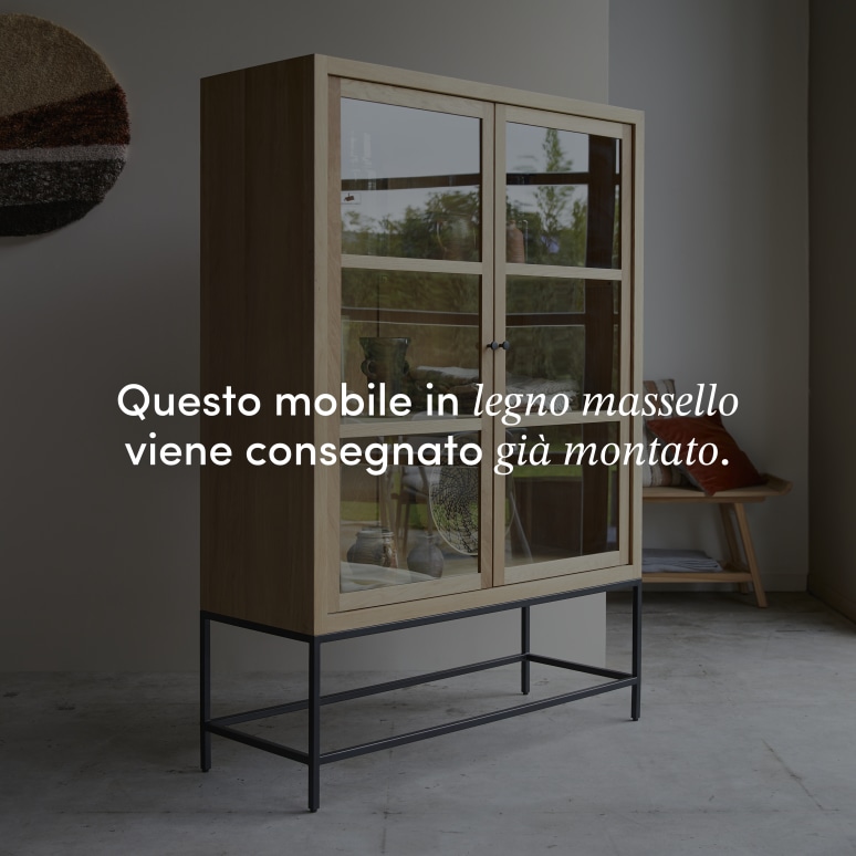 Babeth - Vetrina alta in legno di quercia massello