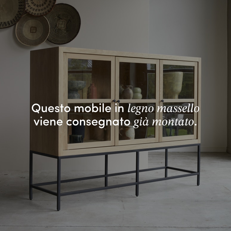 Babeth - Vetrina bassa in legno di quercia massello
