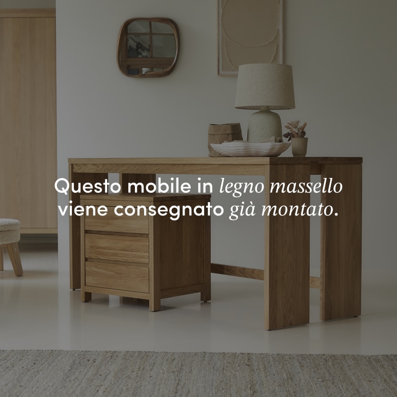 Eden - Scrivania in legno di quercia massello con cassettiera