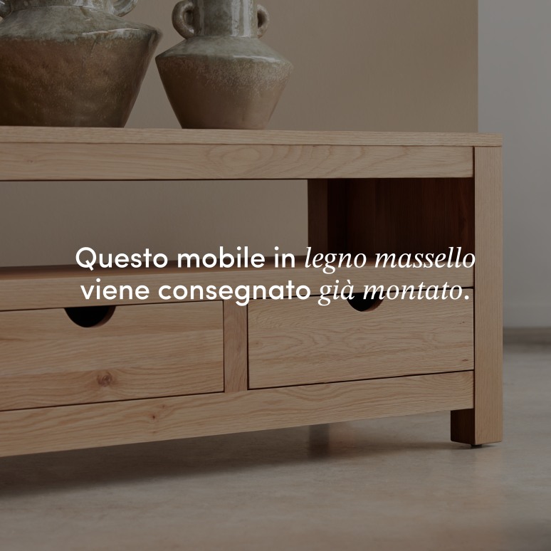 Oliver - Mobile TV in legno di quercia massello 200 cm