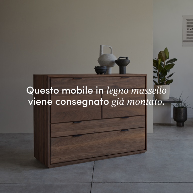 Senson - Cassettiera in legno di noce massello