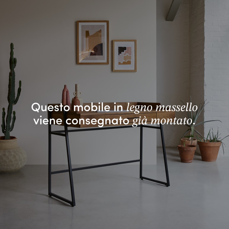 Hedda - Scrivania in legno di mango massello e metallo