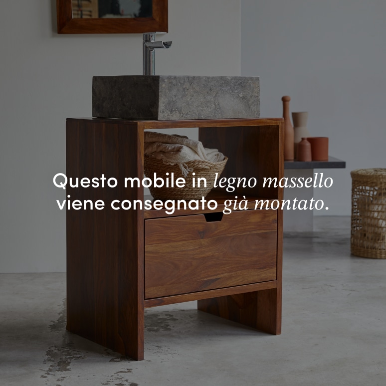 Kwarto - Mobile per il bagno in legno di palissandro massello 60 cm