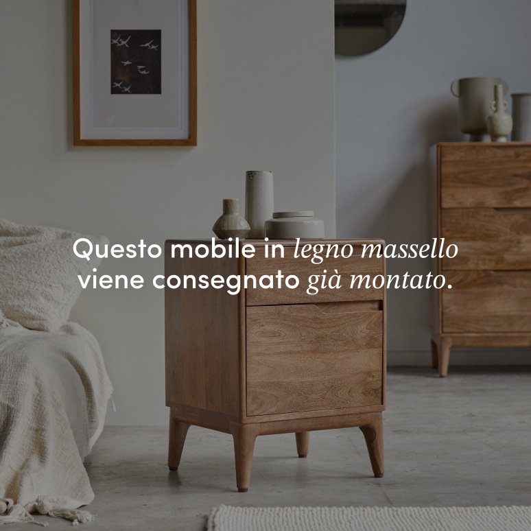 Gabrielle - Comodino in legno di mango massello