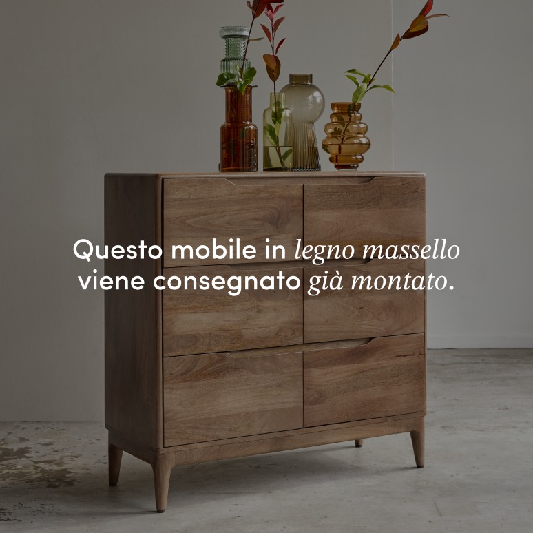 Gabrielle - Cassettiera portaoggetti in legno di mango massello