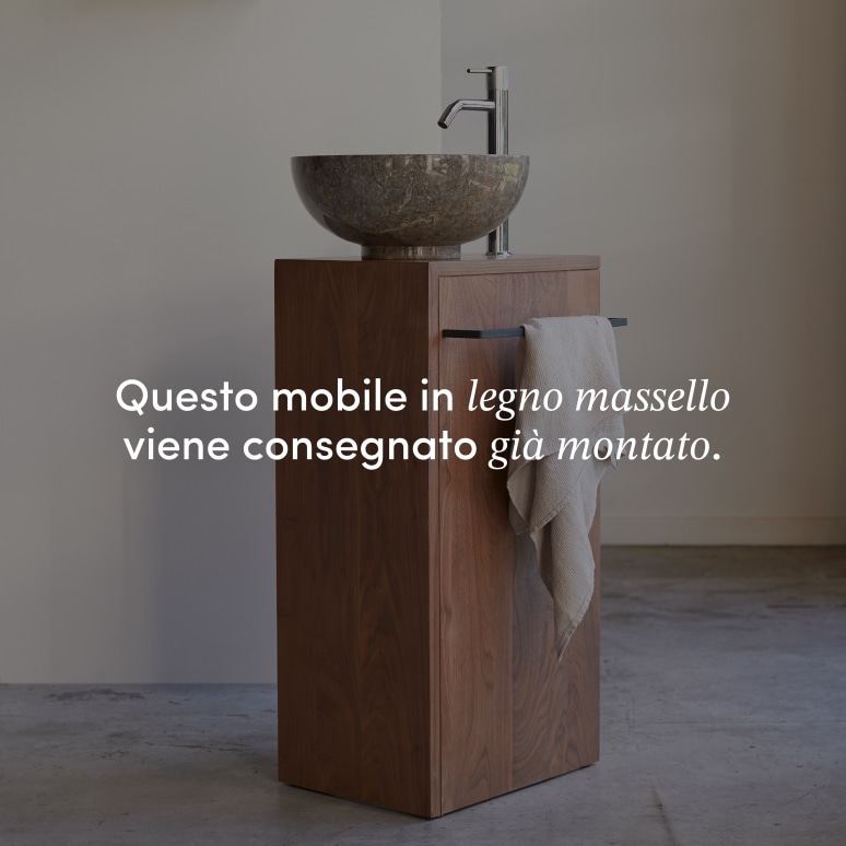 Stelle - Mobile sottolavabo in legno di noce massello (variante a destra)