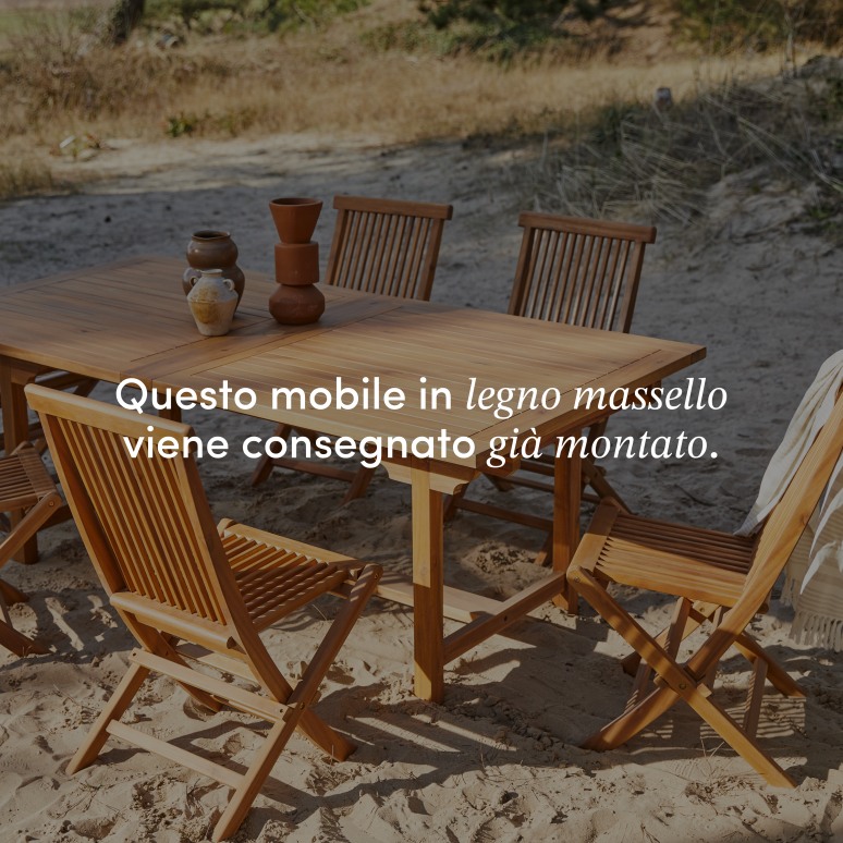 Capri - Tavolo da giardino rettangolare in legno massello di acacia