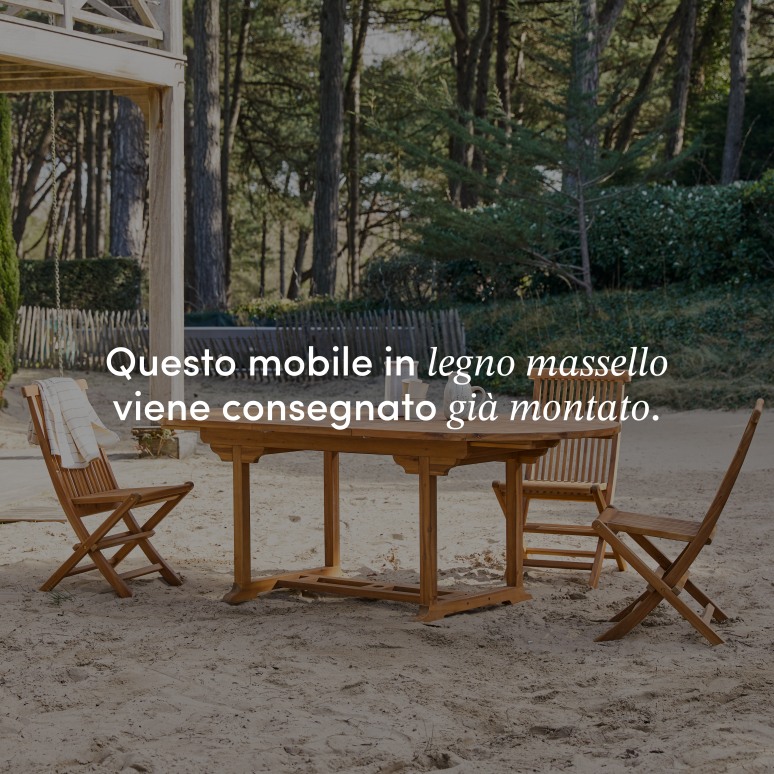 Capri - Set da giardino ovale in legno di acacia massello 4 sedie