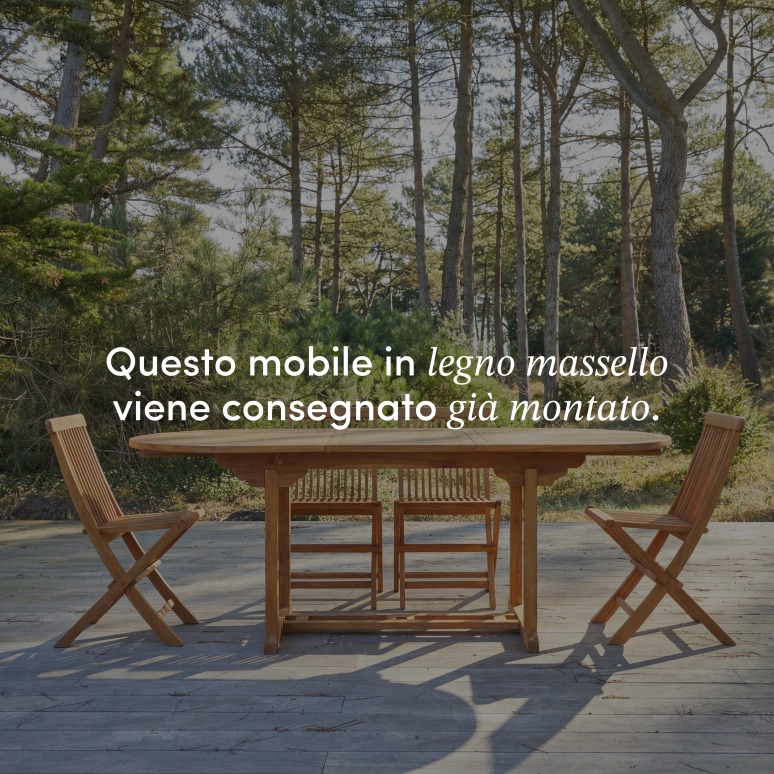 Capri - Tavolo ovale da giardino in legno massello di acacia con prolunga 8-10 persone