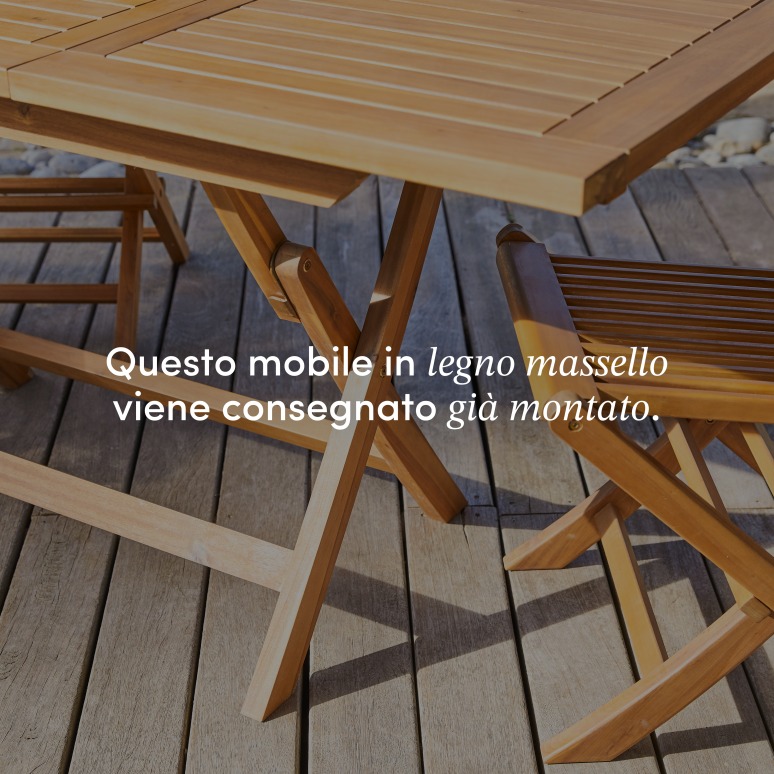 Capri - Tavolo da giardino pieghevole in legno massello di acacia con prolunga 4-6 persone