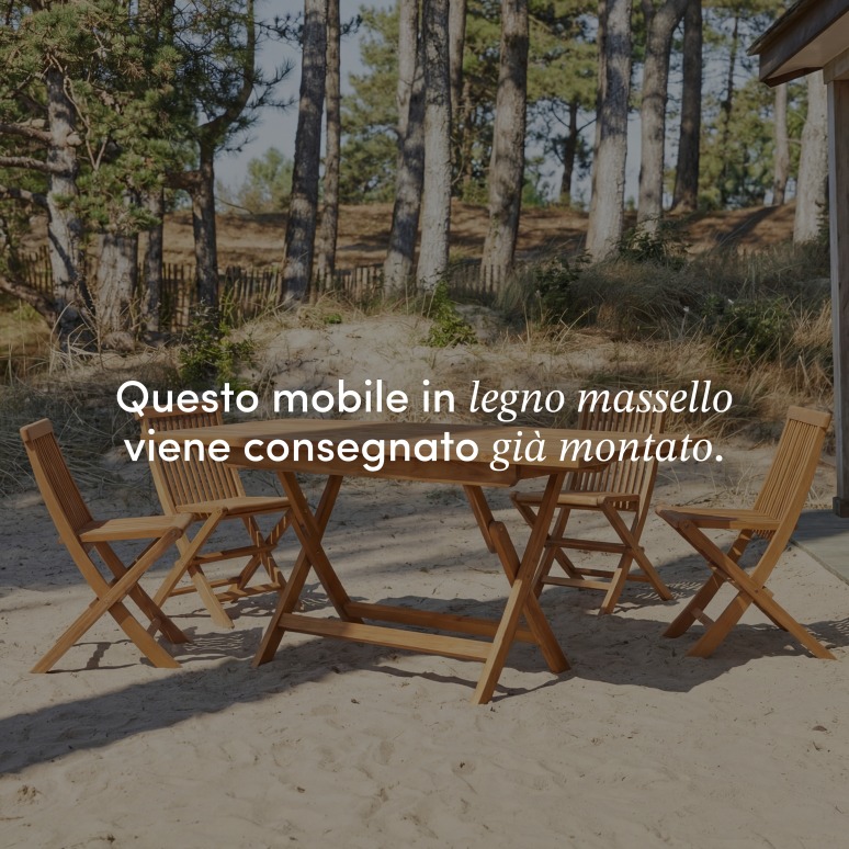 Capri - Set da giardino in legno di acacia massello 4 sedie