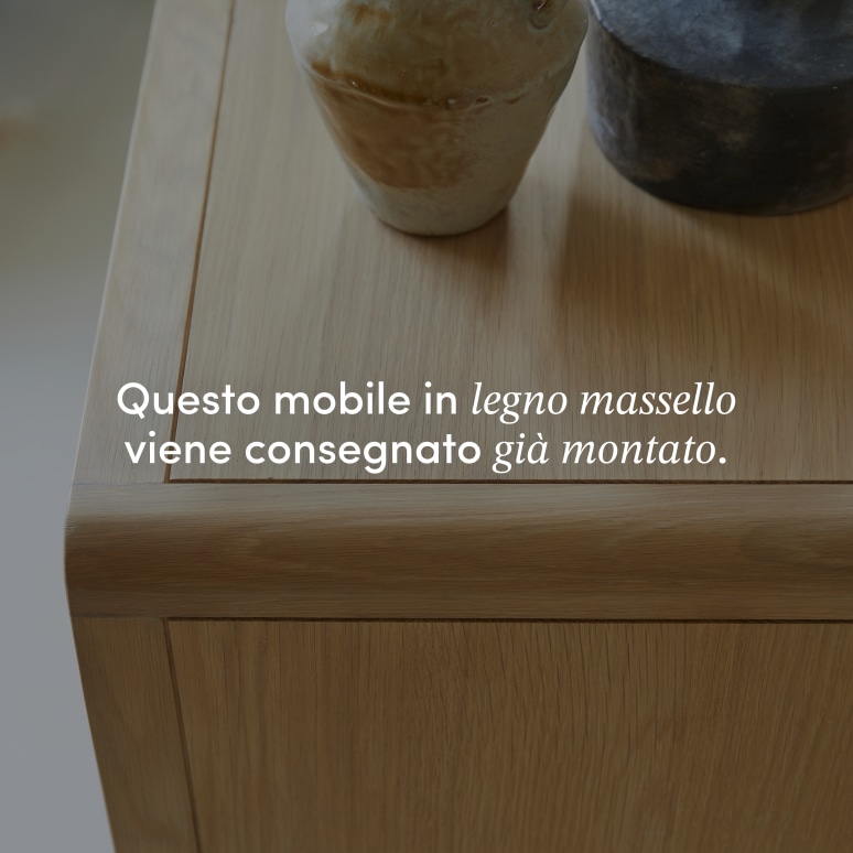 Come - Cassettiera portaoggetti in legno di quercia massello e midollino
