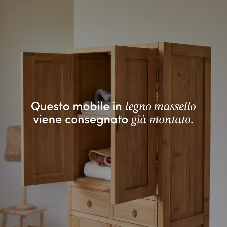 Yuki - Armadio per bambini in legno di pino massello riciclato naturale