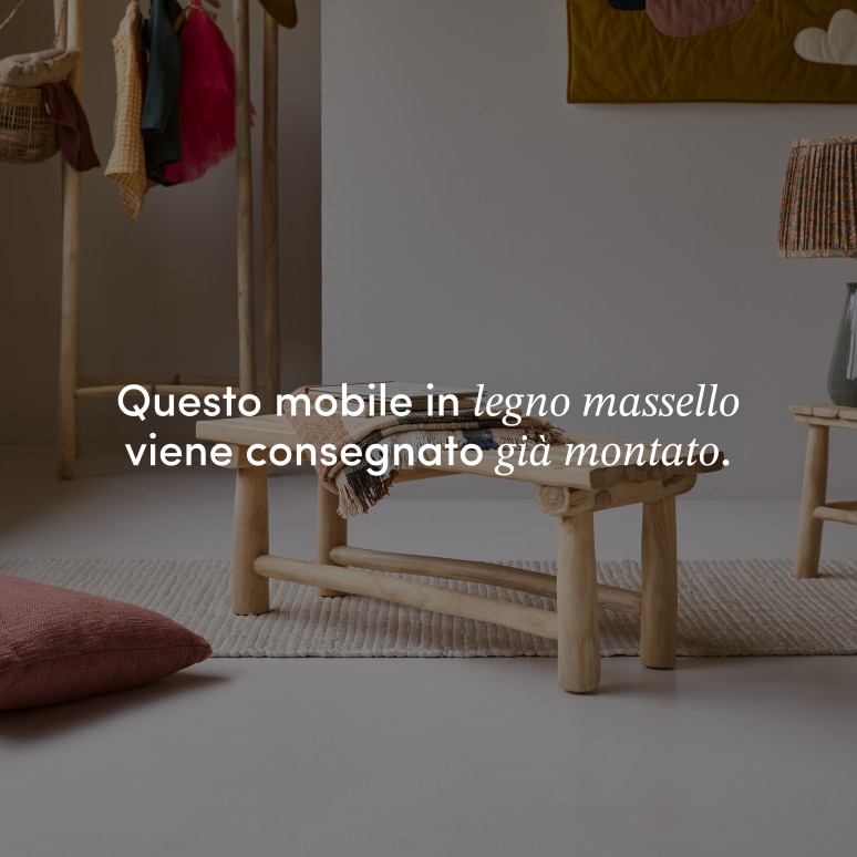 Kilim - Panca decorativa per bambini in teak massello