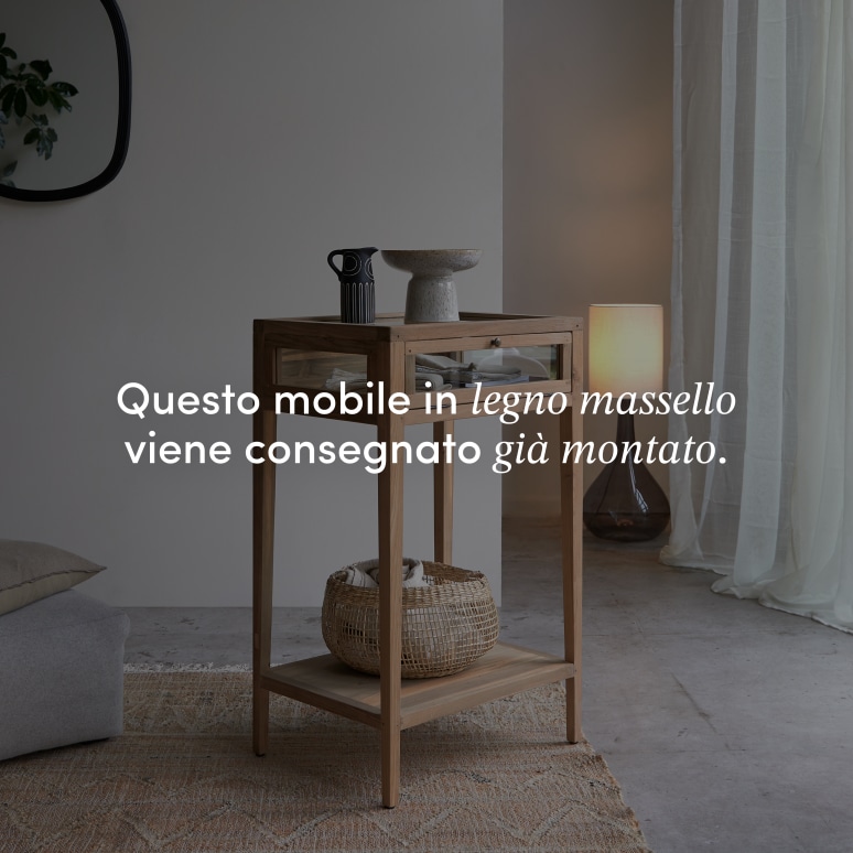 Inès - Consolle in vetro e teak massello riciclato