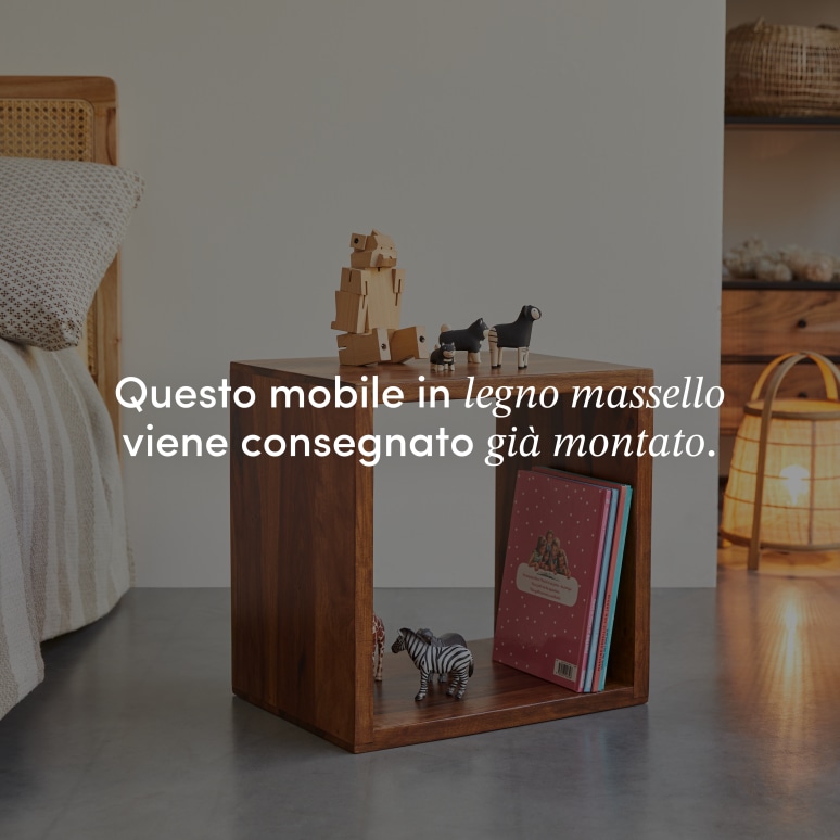 Kwarto - Comodino per bambini in legno di palissandro massello