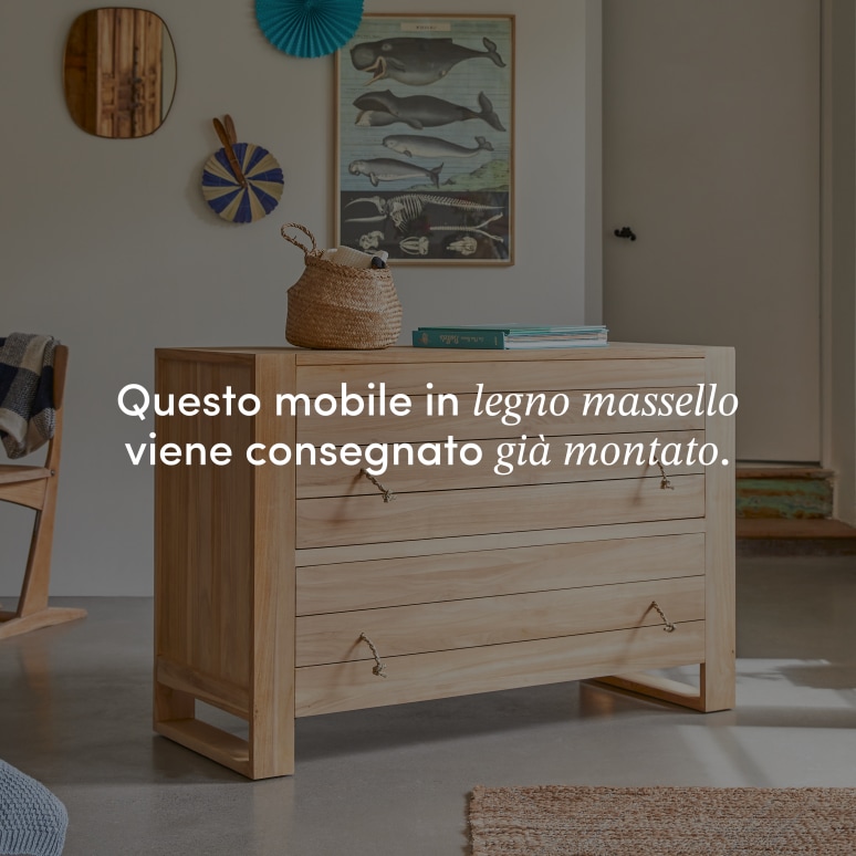 Minimalys - Cassettiera per bambini in teak massello