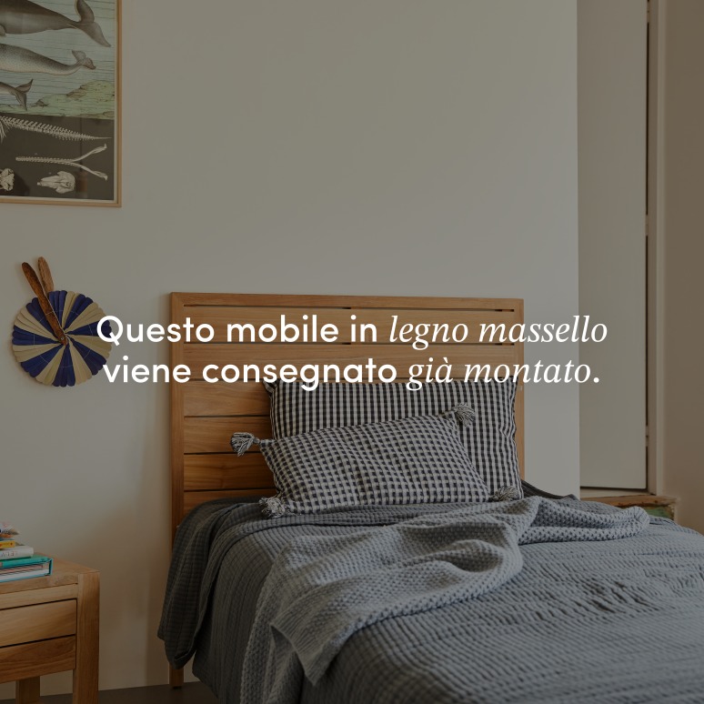 Minimalys - Testiera per bambini in teak massello 95 cm