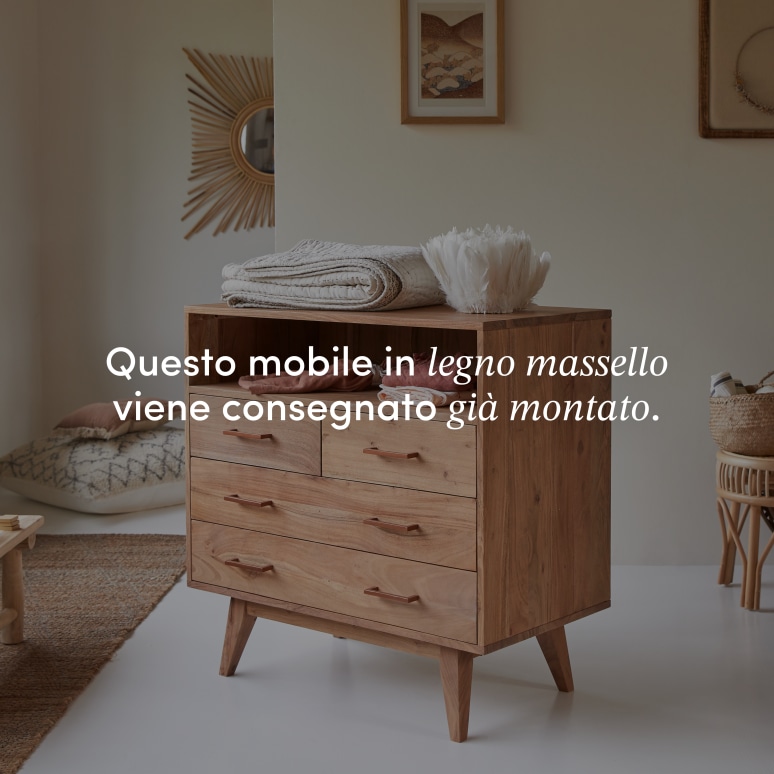 Oslo - Cassettiera per bambini in legno di acacia massello