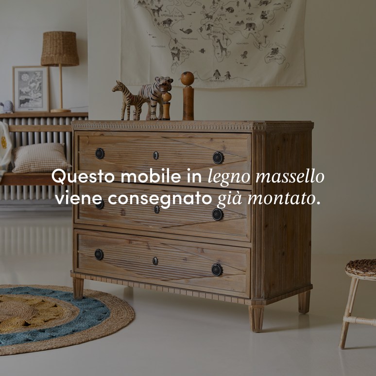 Emily - Cassettiera per bambini in legno di pino massello riciclato