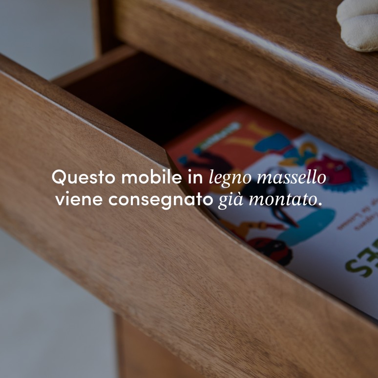 Gabrielle - Comodino per bambini in legno di mango massello