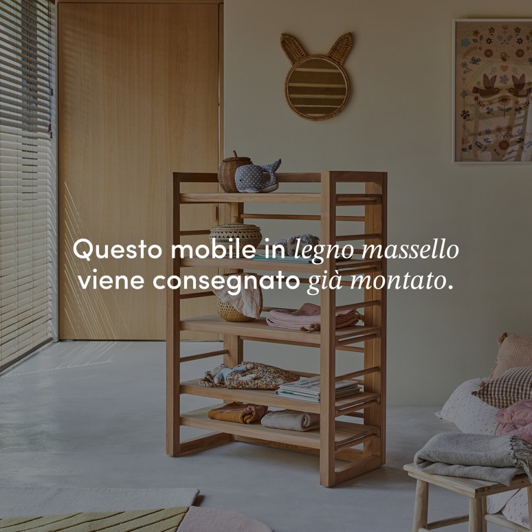 Sera - Libreria bassa per bambini in teak massello