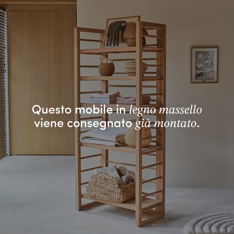 Sera - Libreria alta per bambini in teak massello