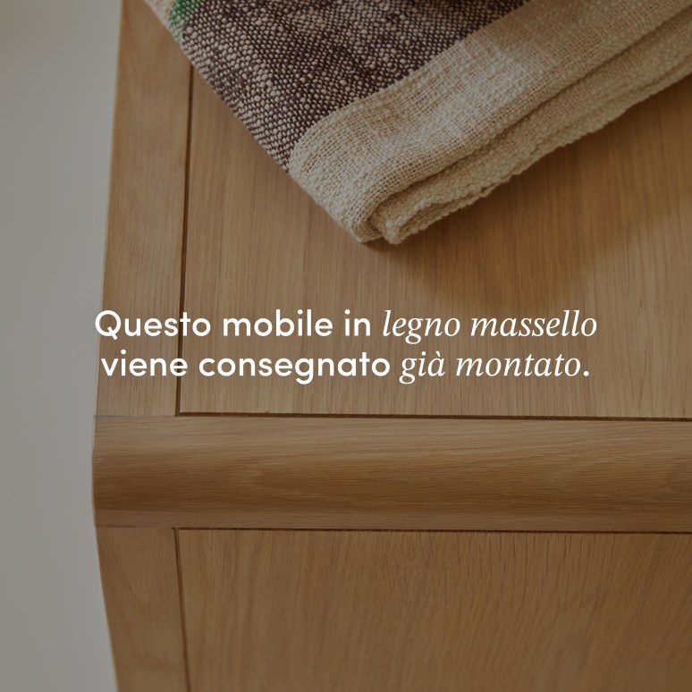 Come - Cassettiera per bambini in legno di quercia massello e rattan
