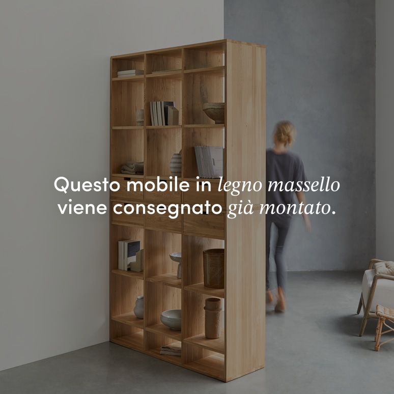 Miho - Libreria alta in legno di quercia massello