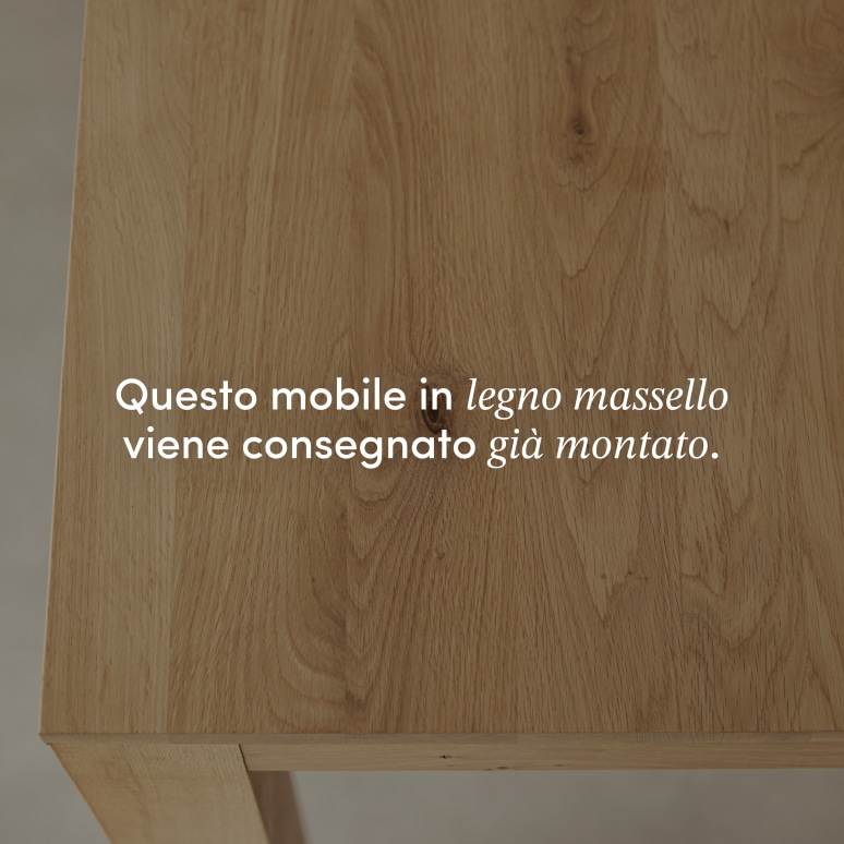 Eden - Tavolo rettangolare in legno di quercia massello per 4-6 persone