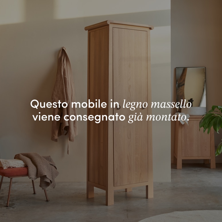 Volute - Mobile alto a colonna in legno di quercia massello