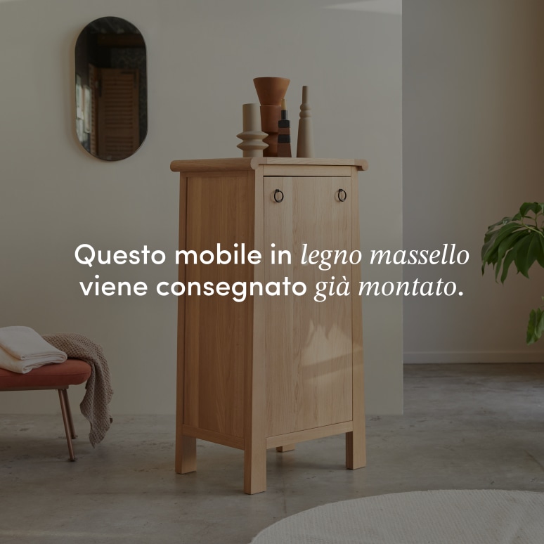 Volute - Mobile basso a colonna in legno di quercia massello