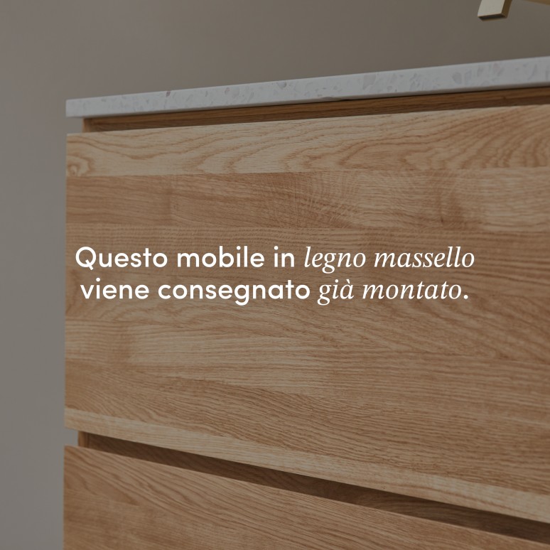 Nova - Mobile per il bagno in legno di quercia massello e battuto di terrazzo premium Moon 80 cm