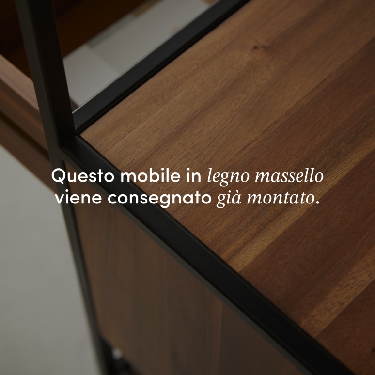 Agra - Comodino in legno di acacia massello e metallo