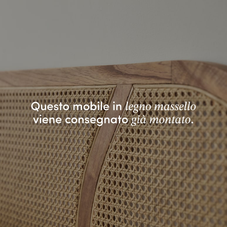 Billie - Testiera in legno di mindi massello e rattan da 200 cm