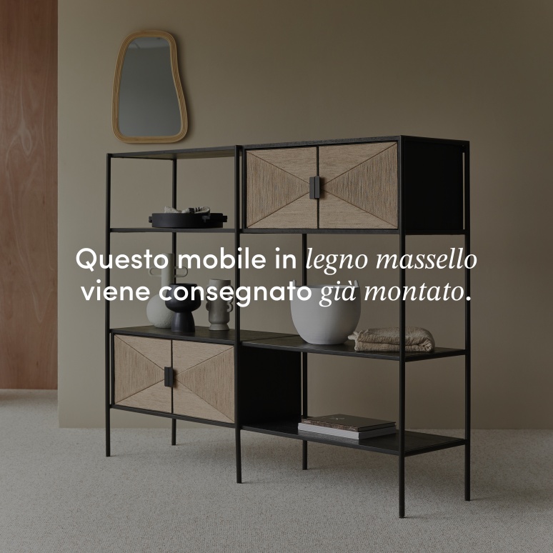 Fidele - Libreria in legno di mango massello e metallo