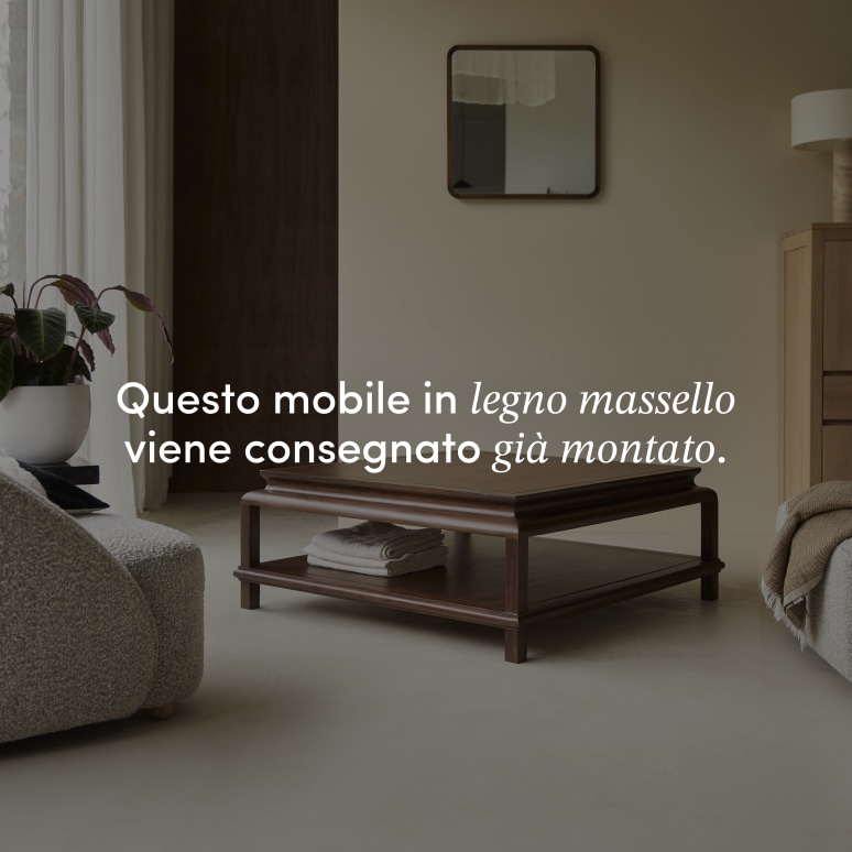 Achille - Tavolino quadrato in legno di acacia massello